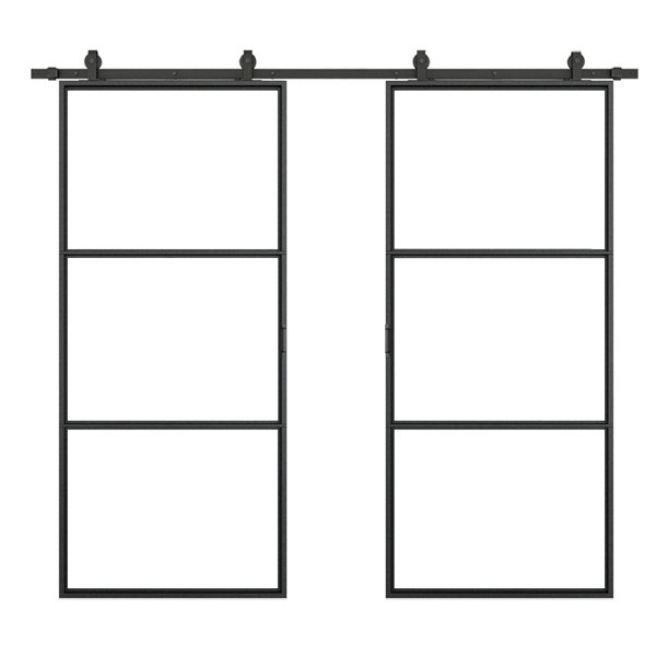 Calhome Glass and Metal Barn Door with Installation Hardware Kit Wayfair